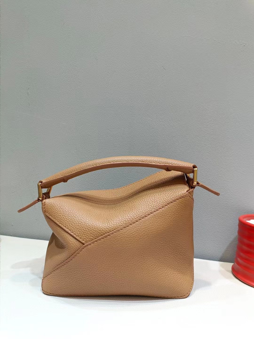 Loewe Mini Puzzle Bag in Soft Grained Calfskin Toffee